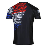 Aerial Assault Red, White and Blue Men's Short Sleeve Rashguard - Raven Fightwear