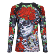 Calaveras y Rosas Women's Long Sleeve Rashguard - Raven Fightwear