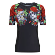 Calaveras y Rosas Women's Short Sleeve Rashguard - Raven Fightwear